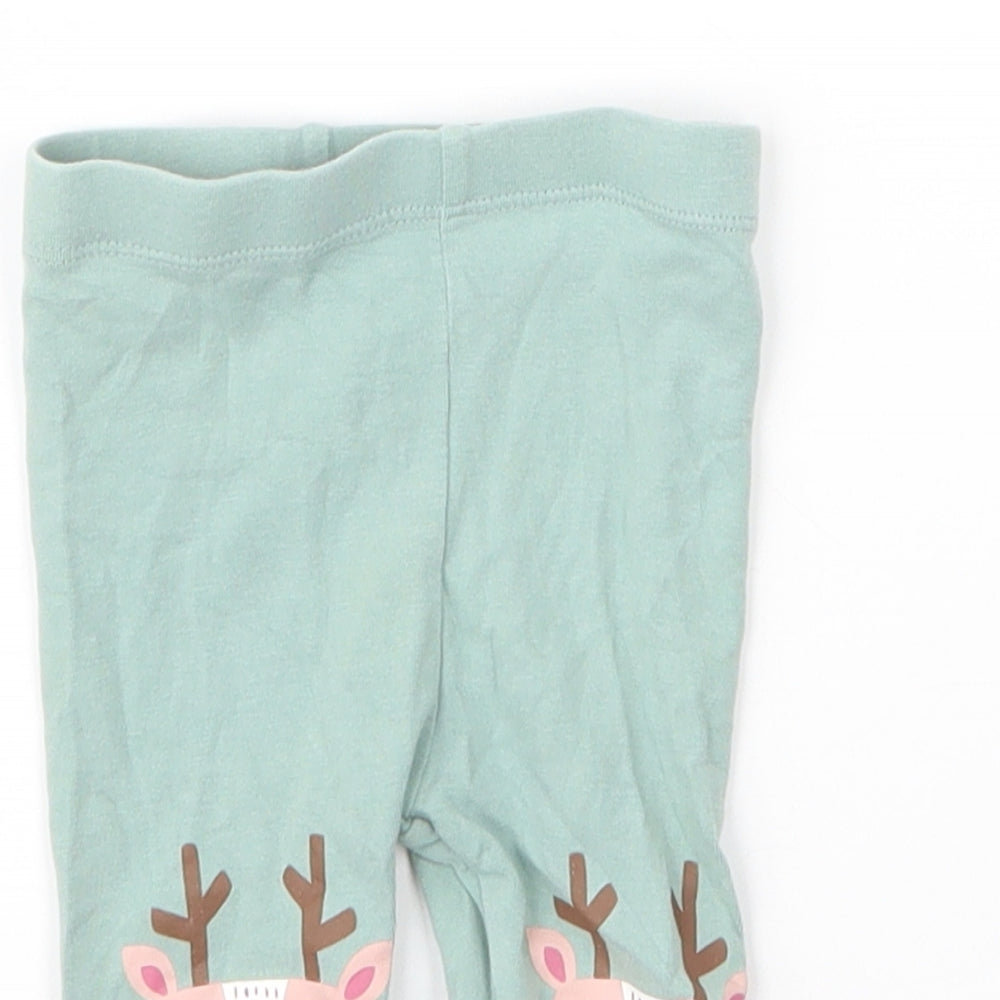 TU Girls Green  Cotton Capri Leggings Size 3-6 Months