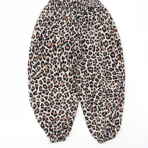 Preworn Girls Beige Animal Print Polyester Bloomer Trousers Size 3 Years  Regular  - Leopard print