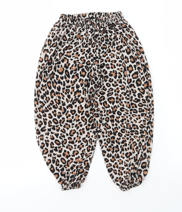 Preworn Girls Beige Animal Print Polyester Bloomer Trousers Size 3 Years  Regular  - Leopard print