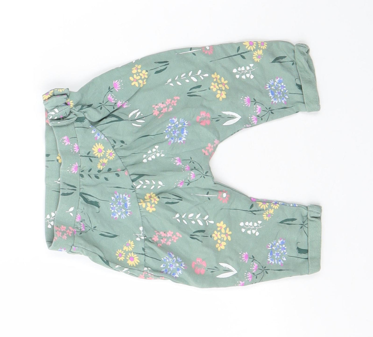 Nutmeg Girls Green Floral Cotton Capri Leggings Size 3-6 Months