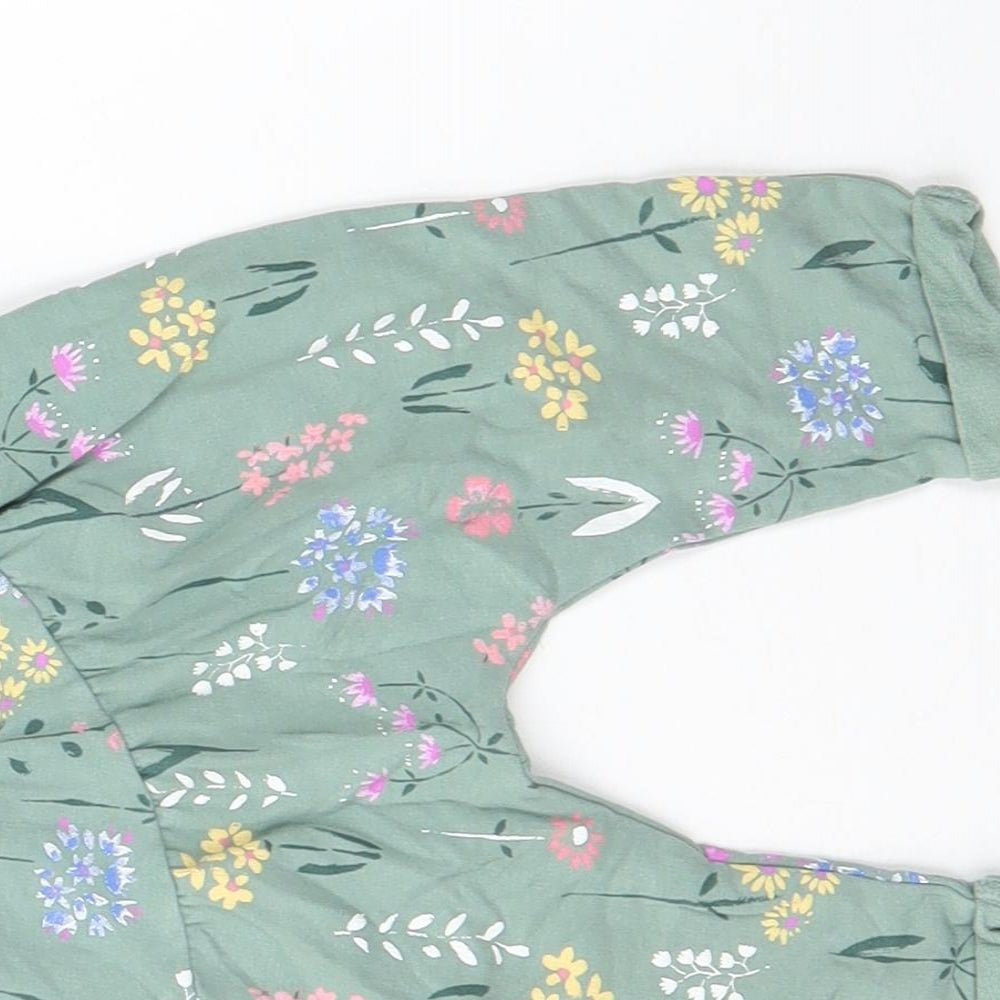 Nutmeg Girls Green Floral Cotton Capri Leggings Size 3-6 Months