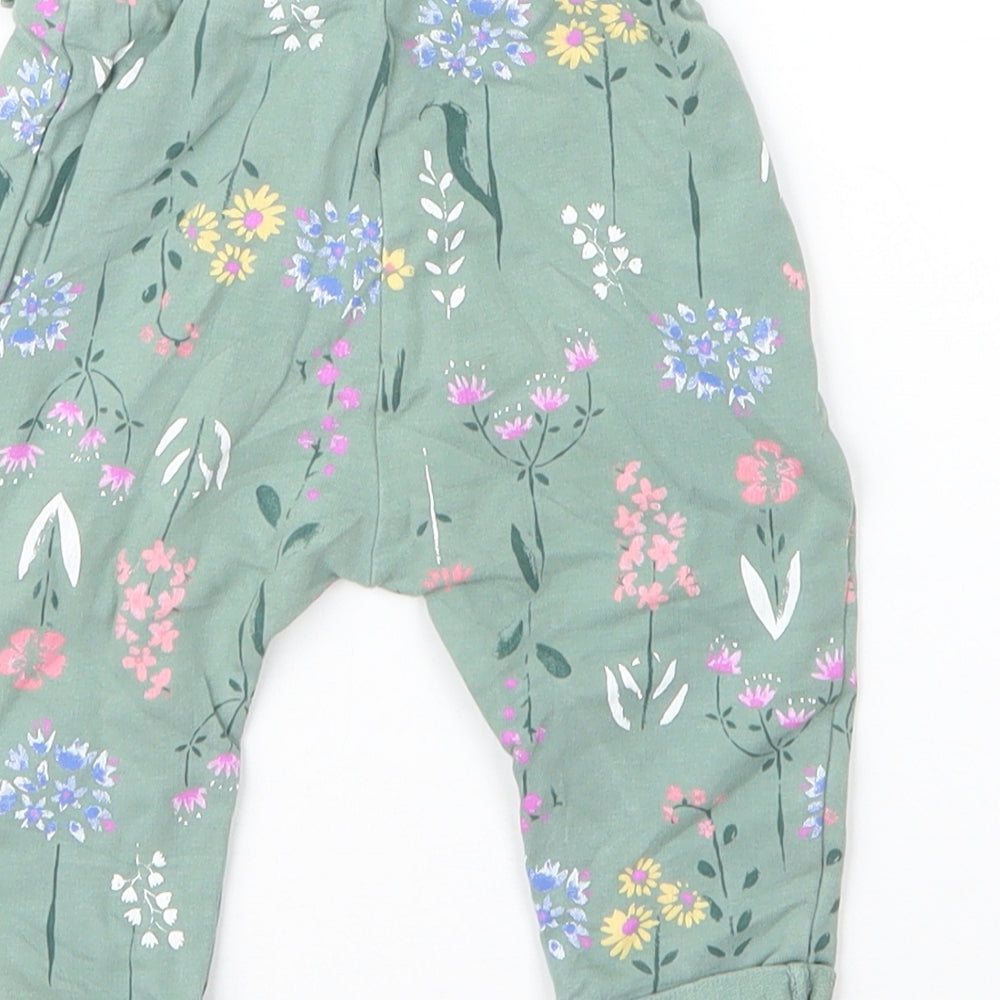 Nutmeg Girls Green Floral Cotton Capri Leggings Size 3-6 Months