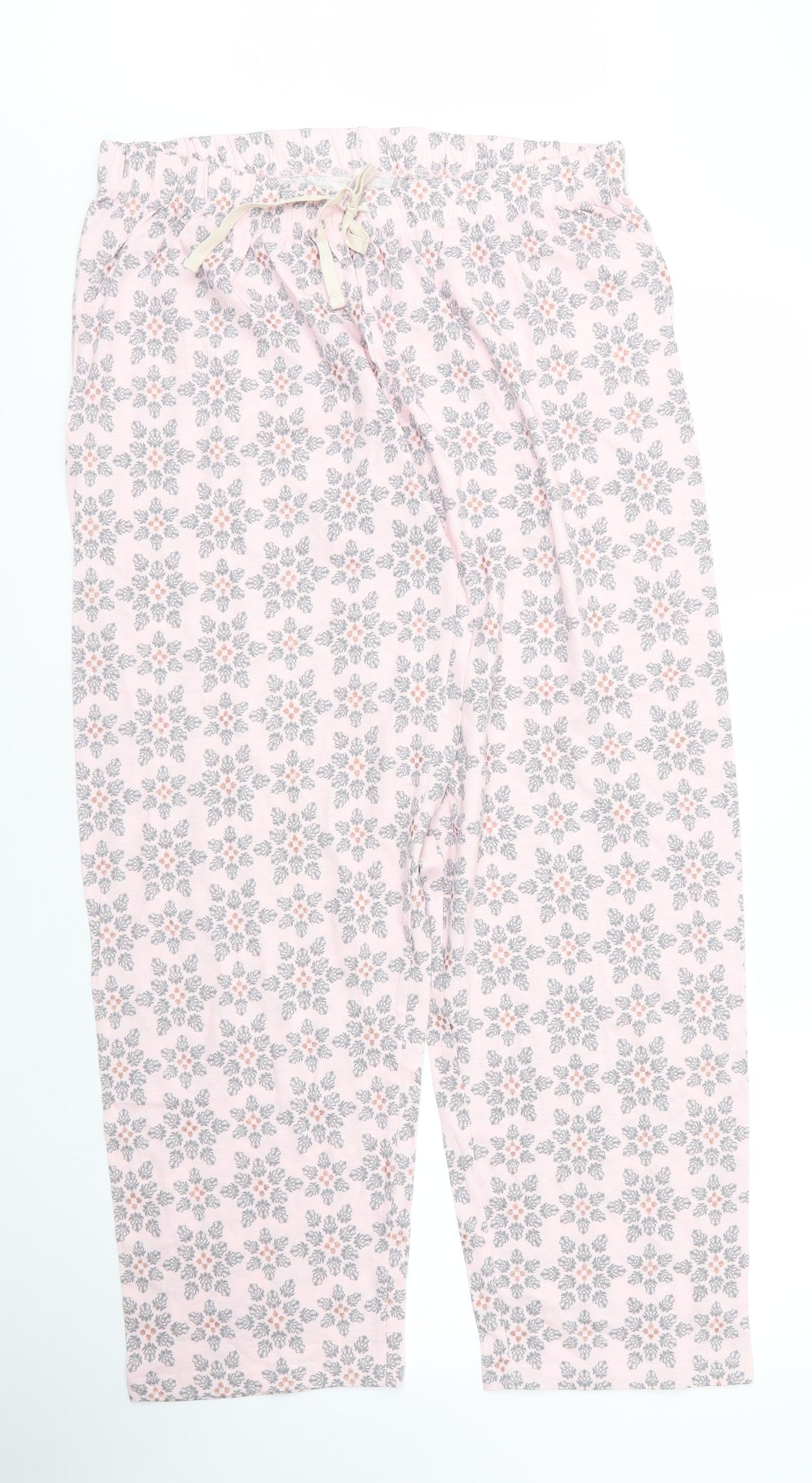 Primark Womens Pink Floral Cotton Chemise Pyjama Pants Size 12