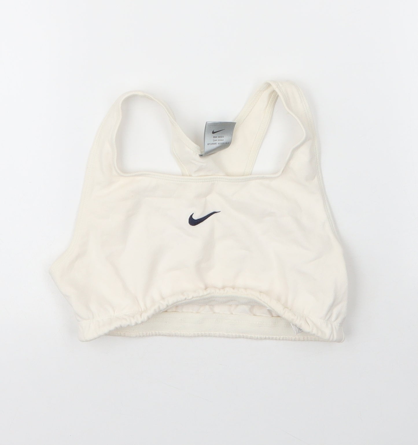 Nike Womens White  Cotton Cropped Tank Size 4 Scoop Neck