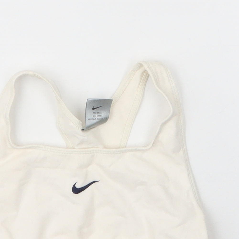 Nike Womens White  Cotton Cropped Tank Size 4 Scoop Neck