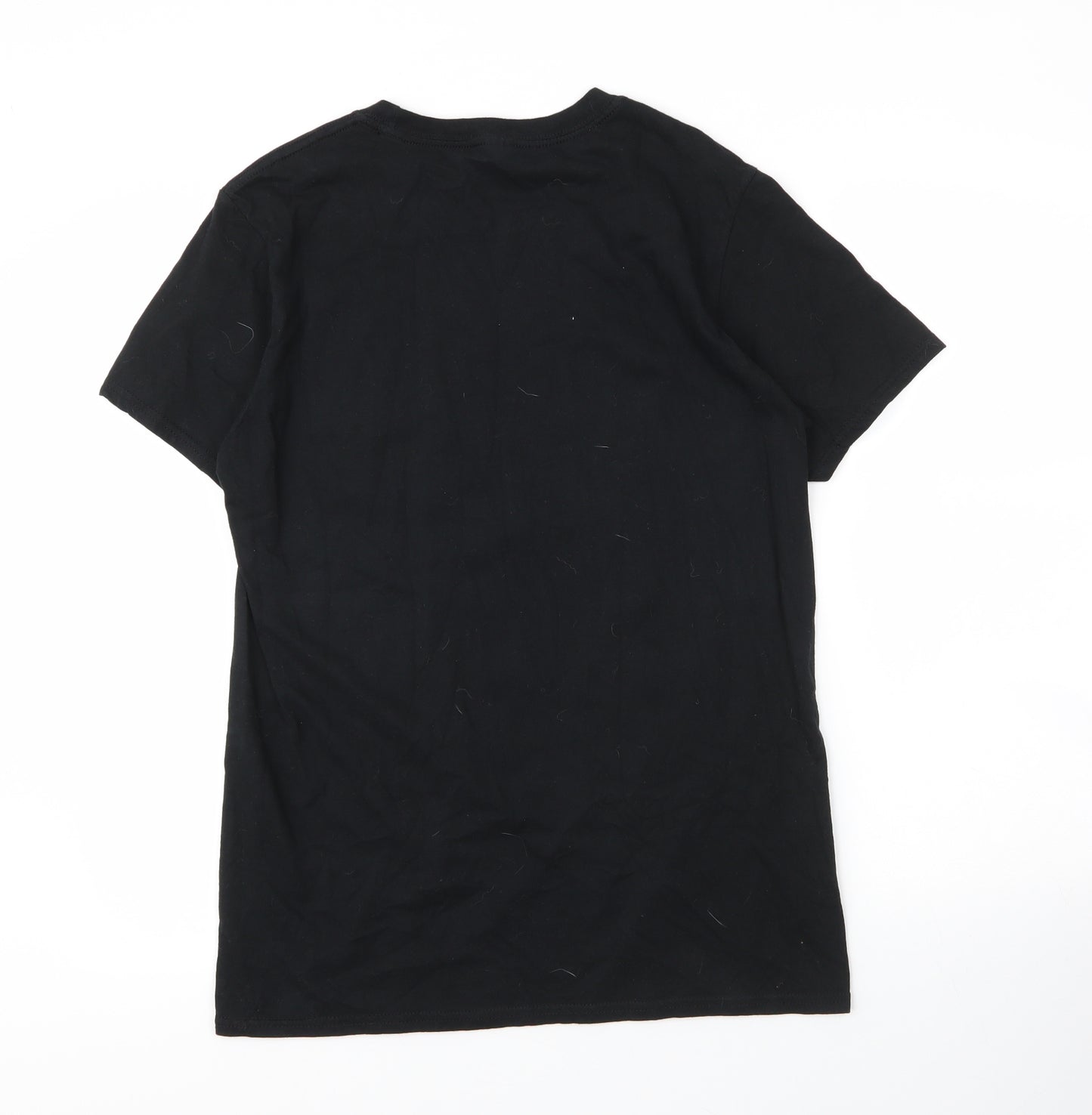 Gildan Mens Black  Cotton  T-Shirt Size M Round Neck