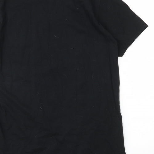 Gildan Mens Black  Cotton  T-Shirt Size M Round Neck