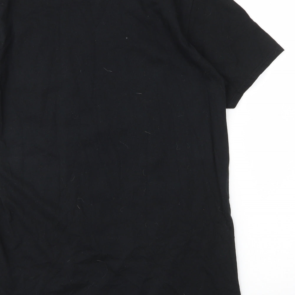 Gildan Mens Black  Cotton  T-Shirt Size M Round Neck