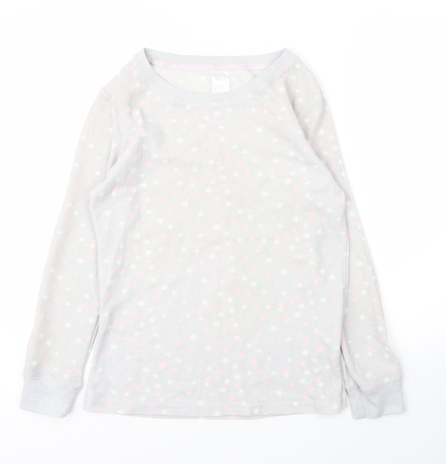 Peacocks Womens Grey Round Neck  Cotton Pullover Jumper Size 12   - PJ top