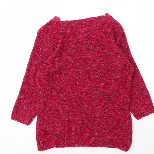 BM Collection Womens Red  Polyester Basic Blouse Size M V-Neck