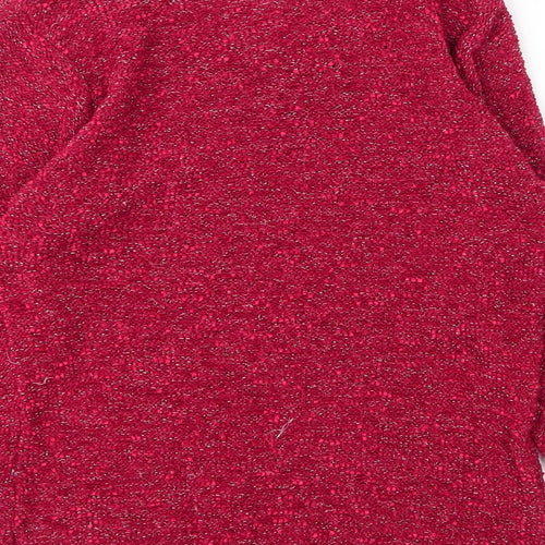 BM Collection Womens Red  Polyester Basic Blouse Size M V-Neck