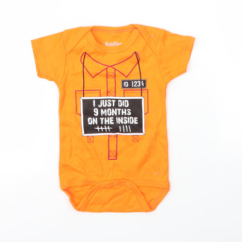 Sara Kety Baby Orange  Cotton Babygrow One-Piece Size 6-9 Months  Snap