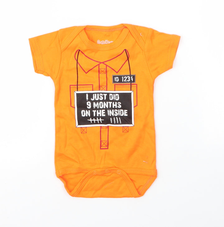 Sara Kety Baby Orange Cotton Babygrow One-Piece Size 6-9 Months Snap