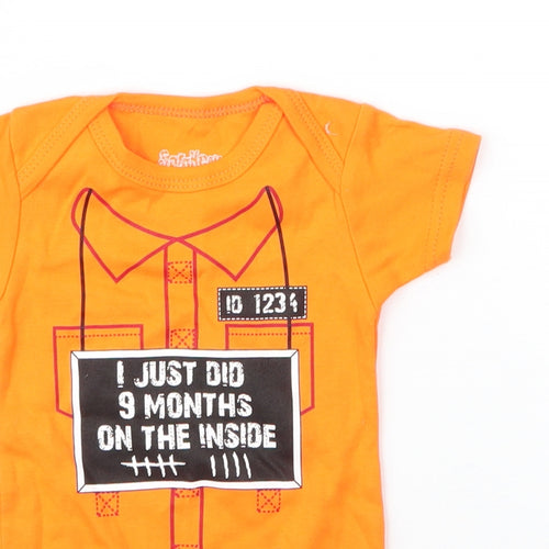 Sara Kety Baby Orange  Cotton Babygrow One-Piece Size 6-9 Months  Snap