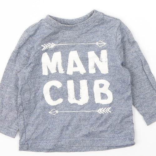 F&F Boys Grey  Cotton Basic T-Shirt Size 6-9 Months Round Neck