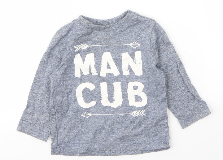 F&F Boys Grey Cotton Basic T-Shirt Size 6-9 Months Round Neck