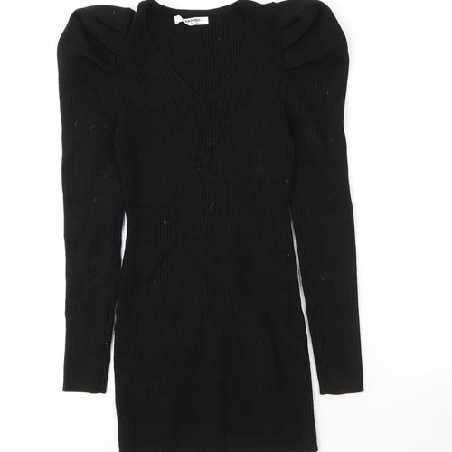 Glamorous Womens Black  Viscose Bodycon  Size 10  V-Neck