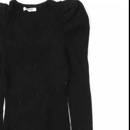 Glamorous Womens Black  Viscose Bodycon  Size 10  V-Neck