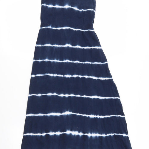 Primark Girls Blue Tie Dye Cotton Maxi  Size 9 Years  Round Neck