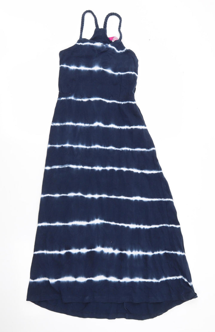 Primark Girls Blue Tie Dye Cotton Maxi Size 9 Years Round Neck