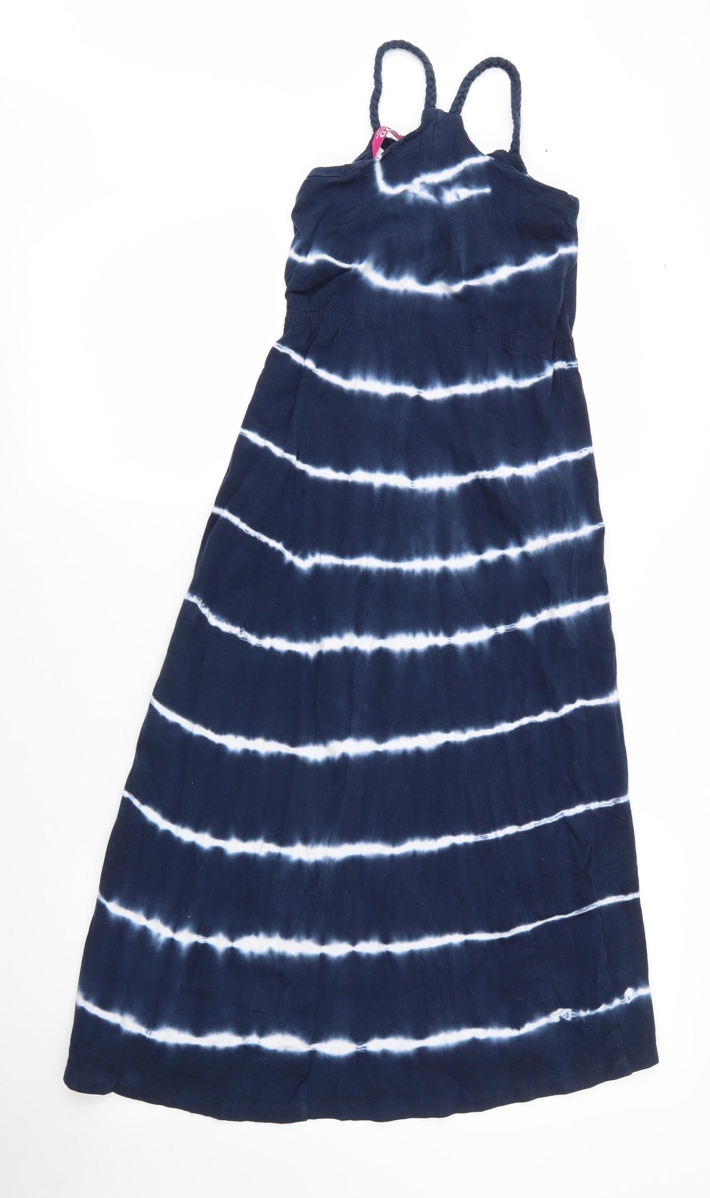 Primark Girls Blue Tie Dye Cotton Maxi  Size 9 Years  Round Neck