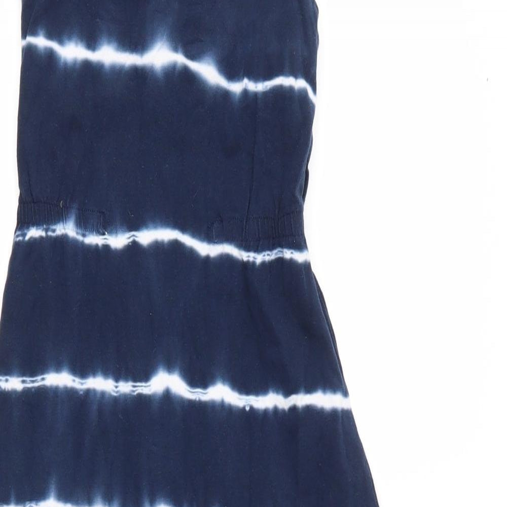 Primark Girls Blue Tie Dye Cotton Maxi  Size 9 Years  Round Neck