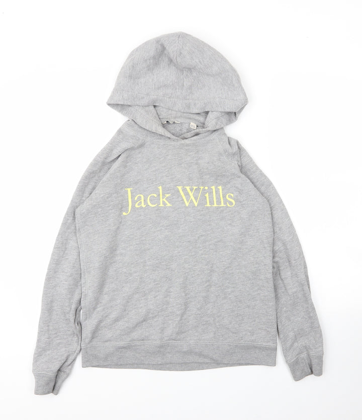 Jack Wills Womens Grey Cotton Pullover Hoodie Size 6