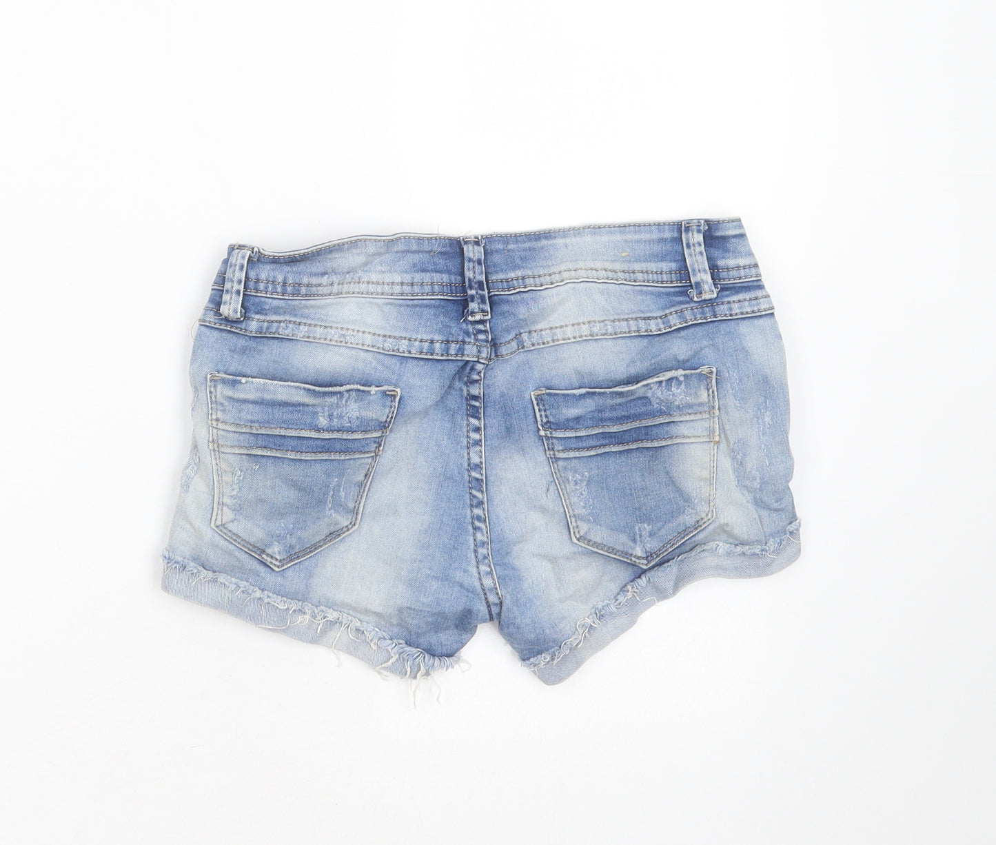 Miss Two Womens Blue  Cotton Hot Pants Shorts Size M  Regular  - distressed
