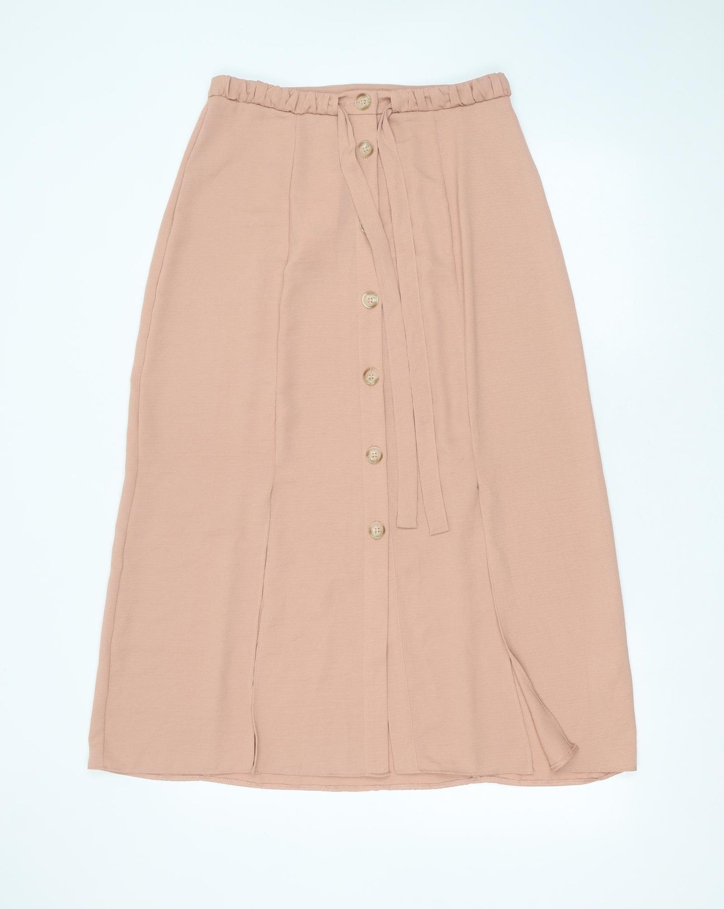 F&F Womens Pink  Polyester Maxi Skirt Size 12   Button