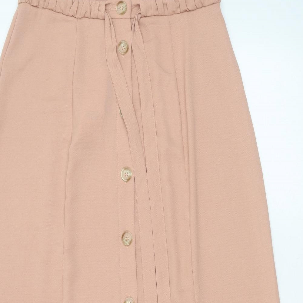 F&F Womens Pink  Polyester Maxi Skirt Size 12   Button