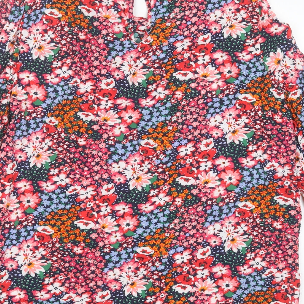 Marks and Spencer Womens Multicoloured Floral Viscose Basic Blouse Size 16 Round Neck