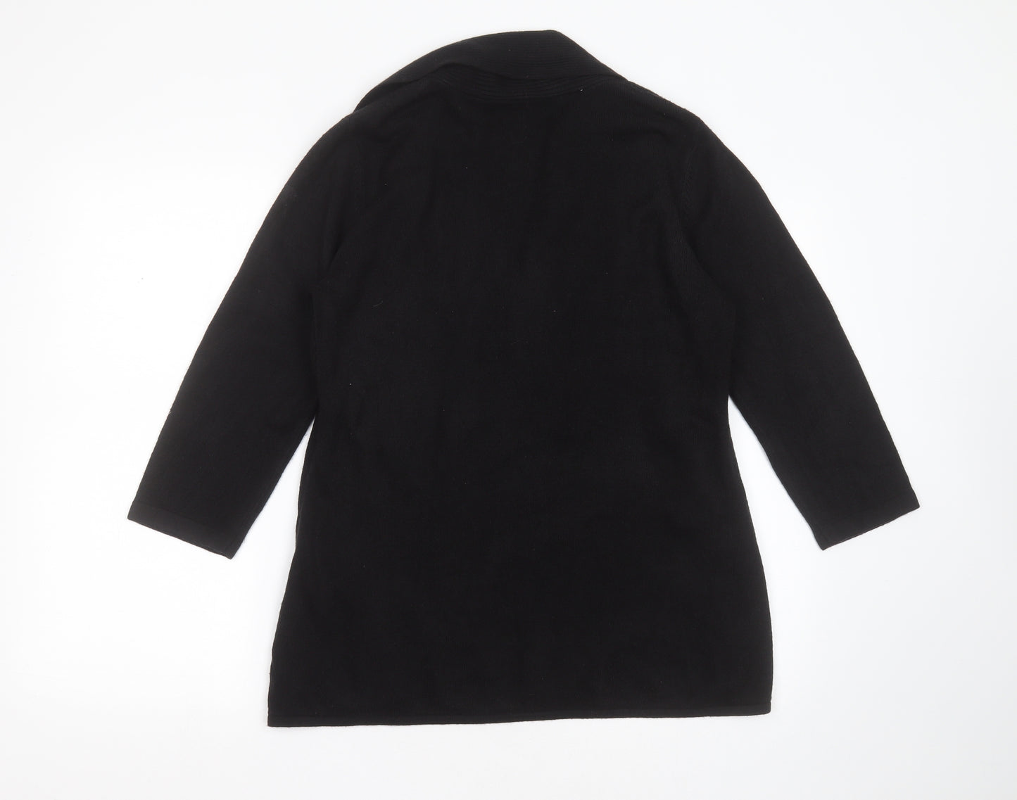 Papaya Womens Black V-Neck Plaid Acrylic Cardigan Jumper Size 16   - blouse with cardigan