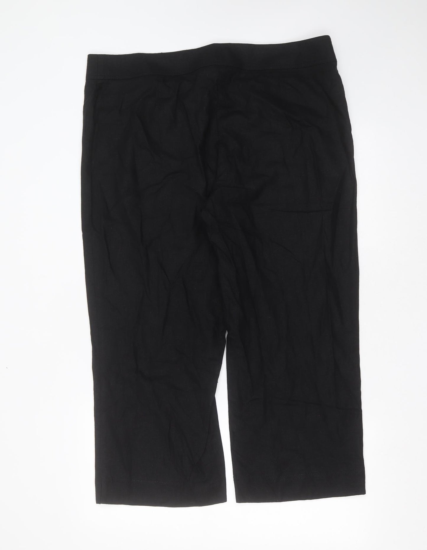 Marks and Spencer Womens Black  Linen Cropped Trousers Size 20 L24 in Regular Zip