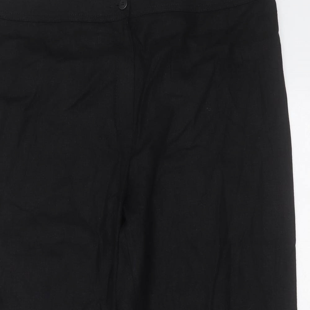 Marks and Spencer Womens Black  Linen Cropped Trousers Size 20 L24 in Regular Zip