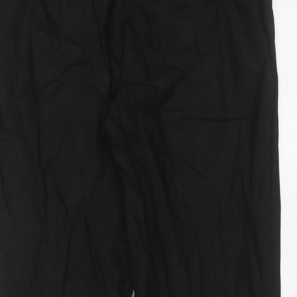 Marks and Spencer Womens Black  Linen Cropped Trousers Size 20 L24 in Regular Zip