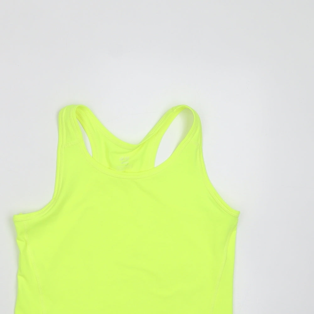 H&M Girls Yellow  Polyester Basic Tank Size 8-9 Years Round Neck  - active wear