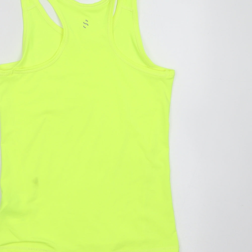 H&M Girls Yellow  Polyester Basic Tank Size 8-9 Years Round Neck  - active wear