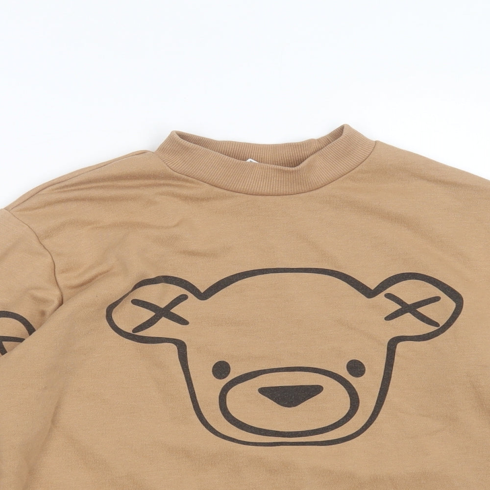 SheIn Girls Brown  Cotton Pullover Sweatshirt Size 11-12 Years   - bear