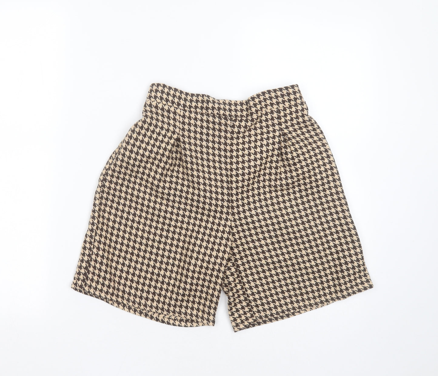 SheIn Girls Brown Houndstooth Viscose Bermuda Shorts Size 11-12 Years  Regular