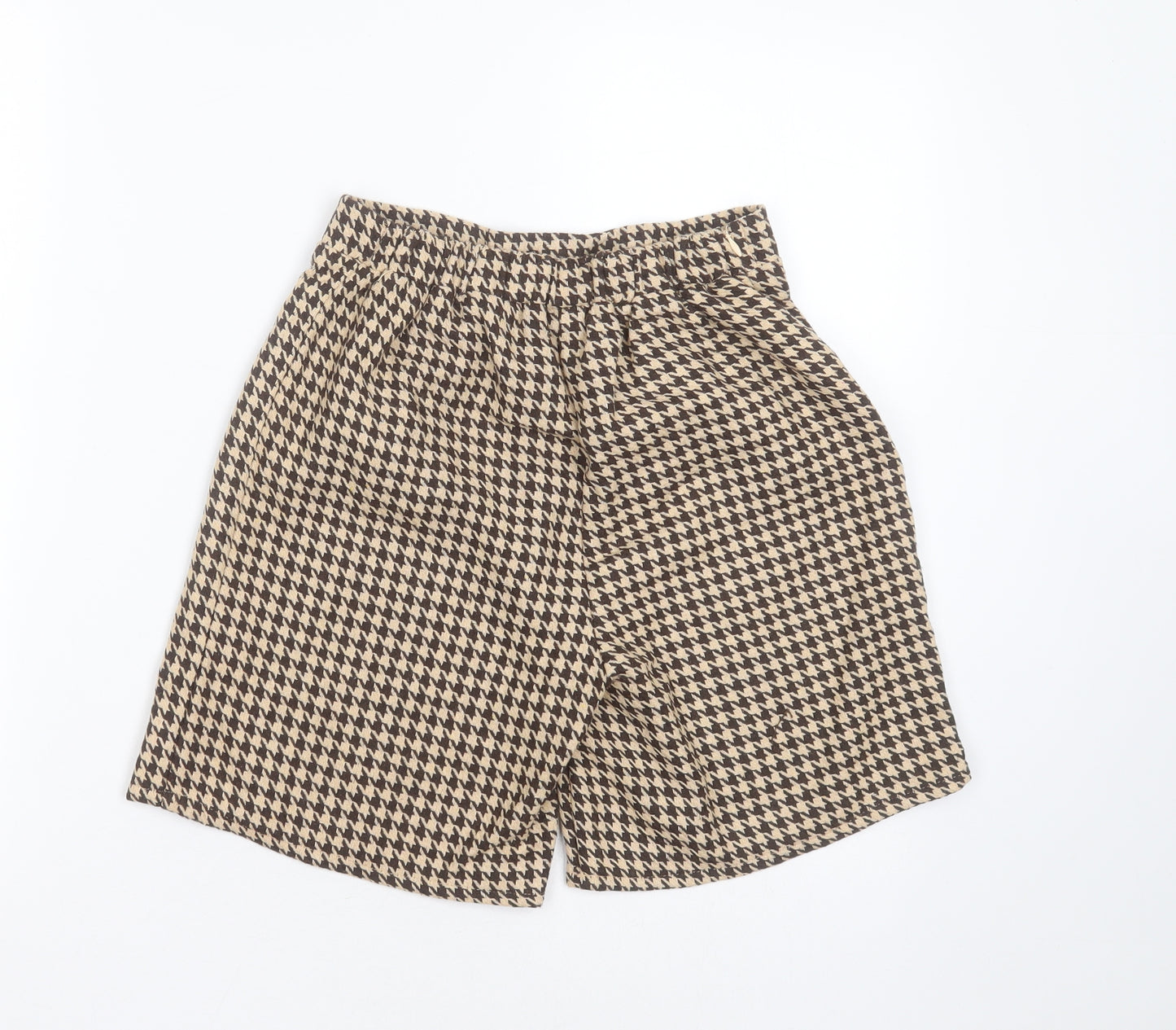 SheIn Girls Brown Houndstooth Viscose Bermuda Shorts Size 11-12 Years  Regular
