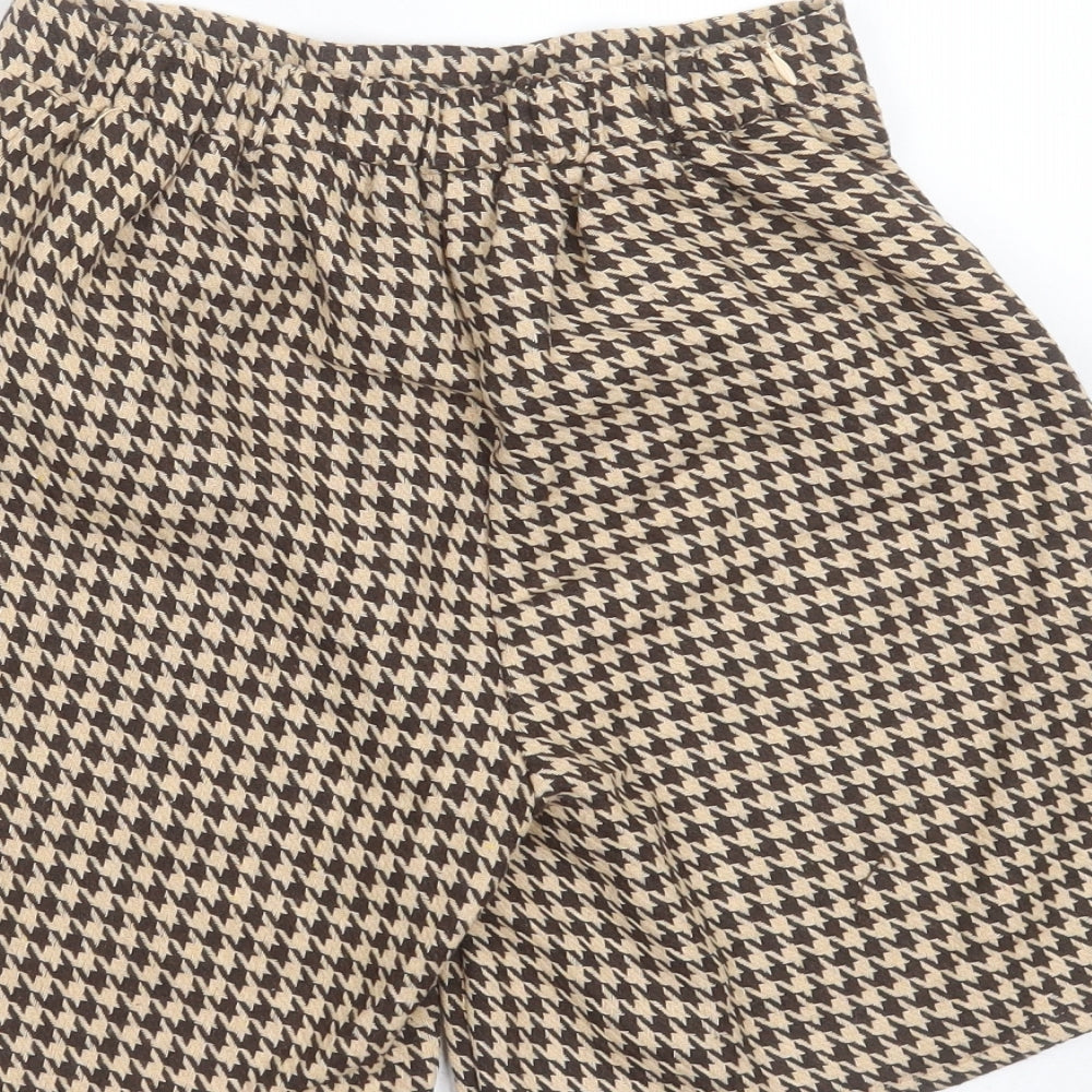 SheIn Girls Brown Houndstooth Viscose Bermuda Shorts Size 11-12 Years  Regular