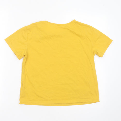 SheIn Girls Yellow  Cotton Basic T-Shirt Size 11-12 Years Round Neck  - CAT