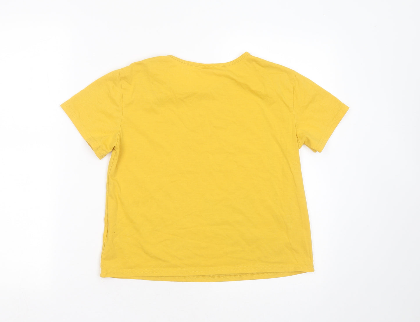 SheIn Girls Yellow  Cotton Basic T-Shirt Size 11-12 Years Round Neck  - CAT
