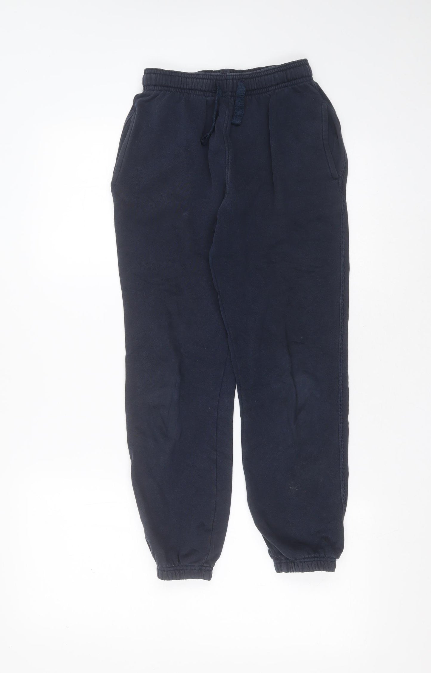 Marks and Spencer Boys Blue  Cotton Jogger Trousers Size 11 Years  Regular Drawstring