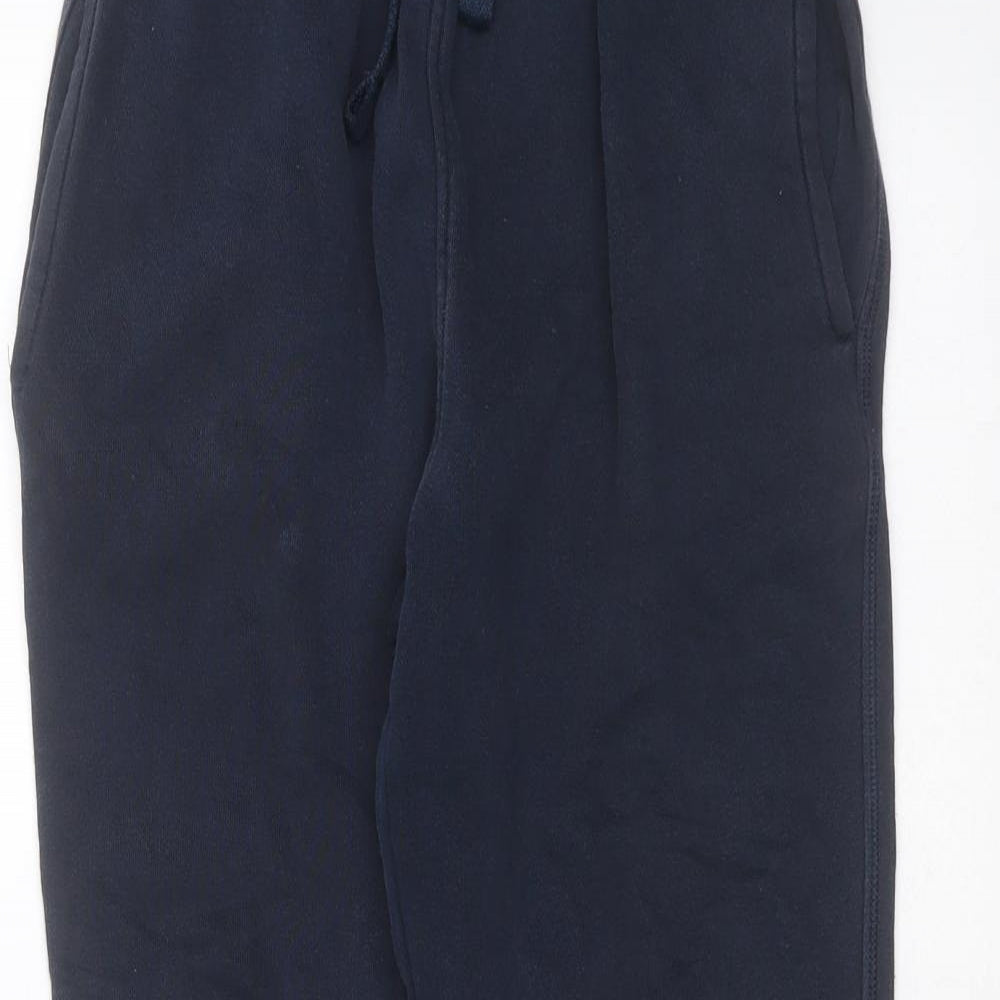 Marks and Spencer Boys Blue  Cotton Jogger Trousers Size 11 Years  Regular Drawstring