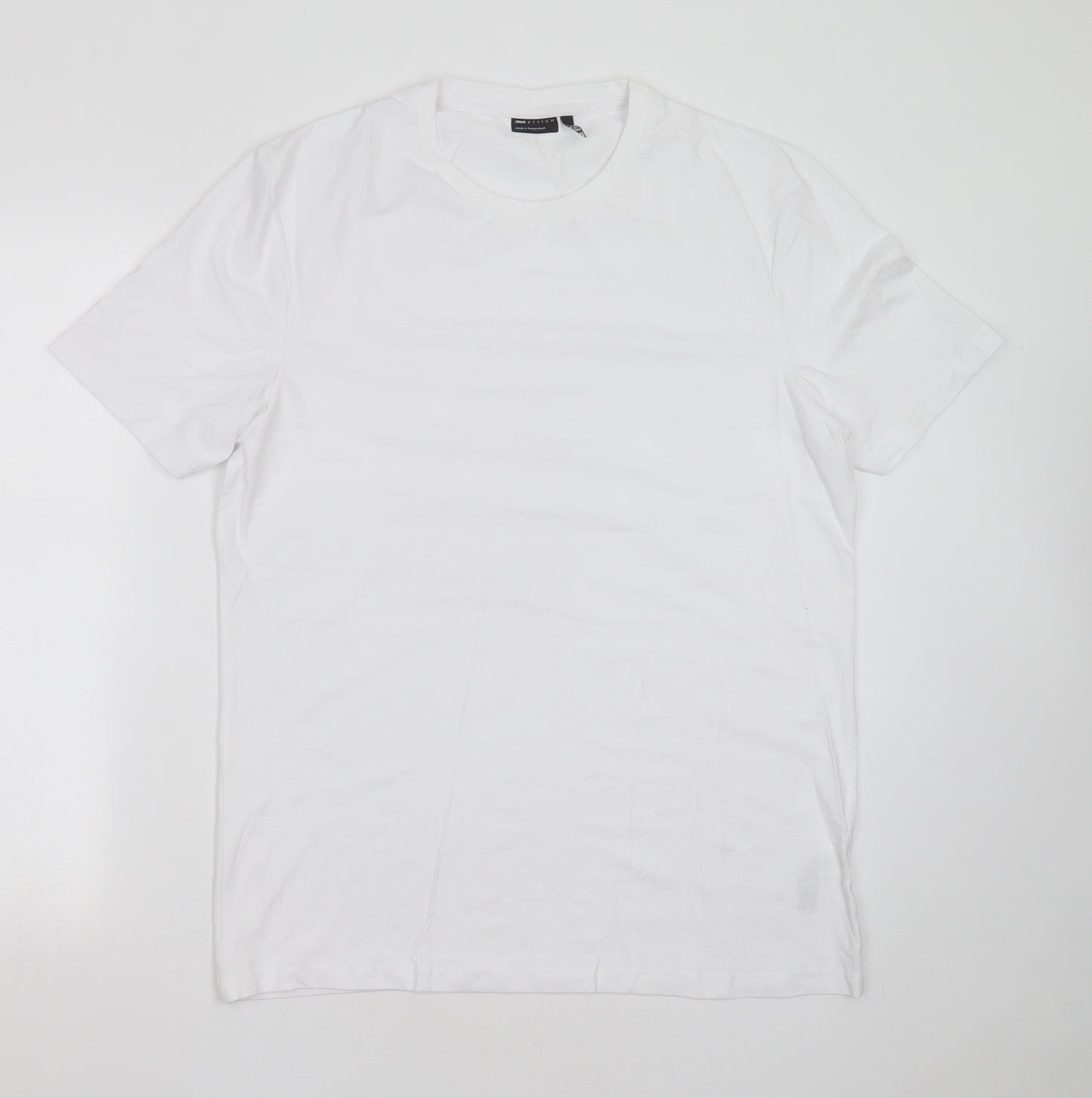 Asos Design Mens White  Cotton  T-Shirt Size 2XL Round Neck