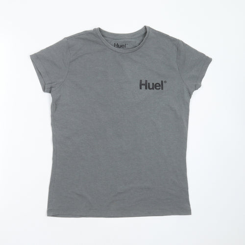 HUEL Womens Grey  Cotton Basic T-Shirt Size M Round Neck
