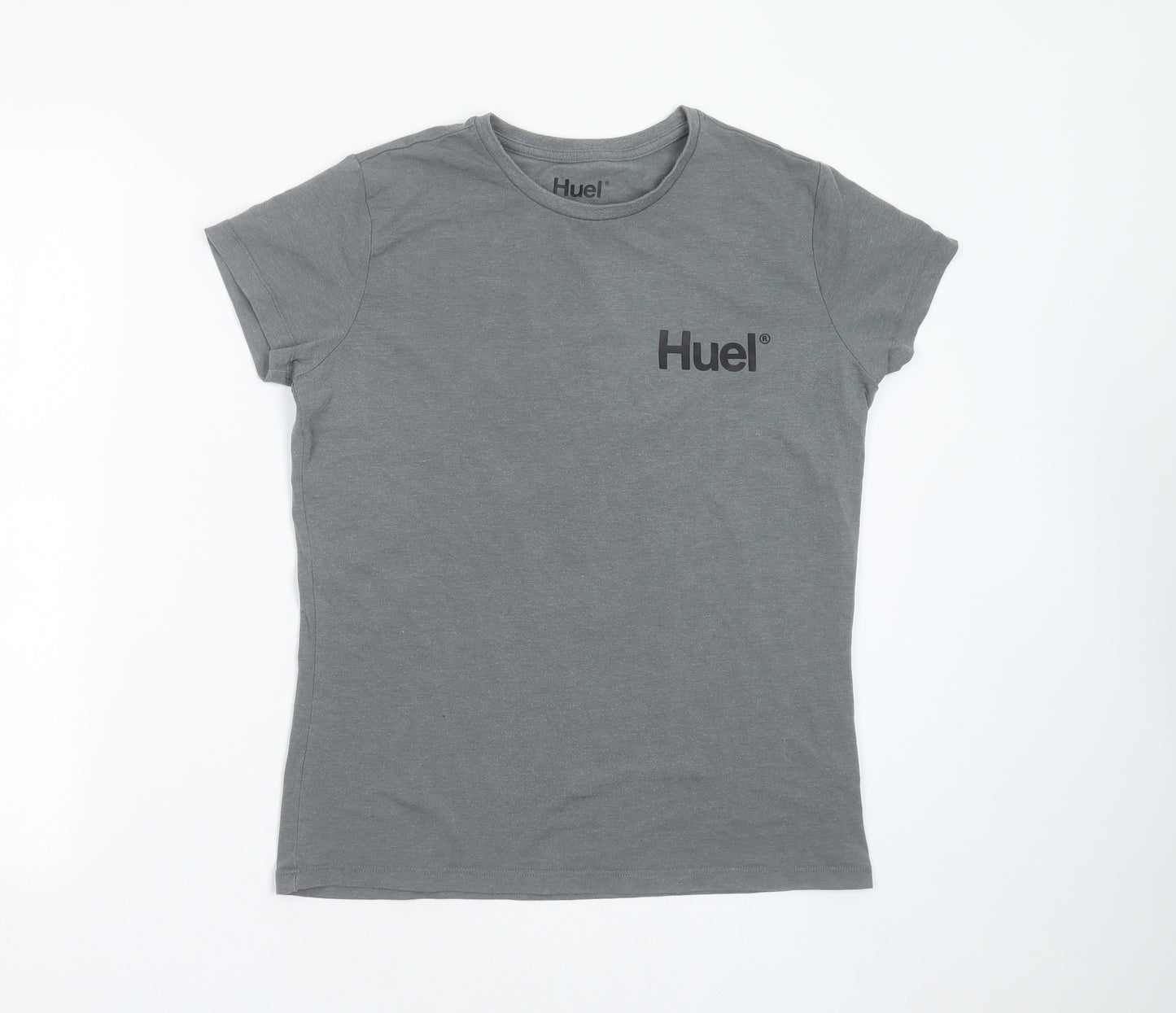 HUEL Womens Grey  Cotton Basic T-Shirt Size M Round Neck