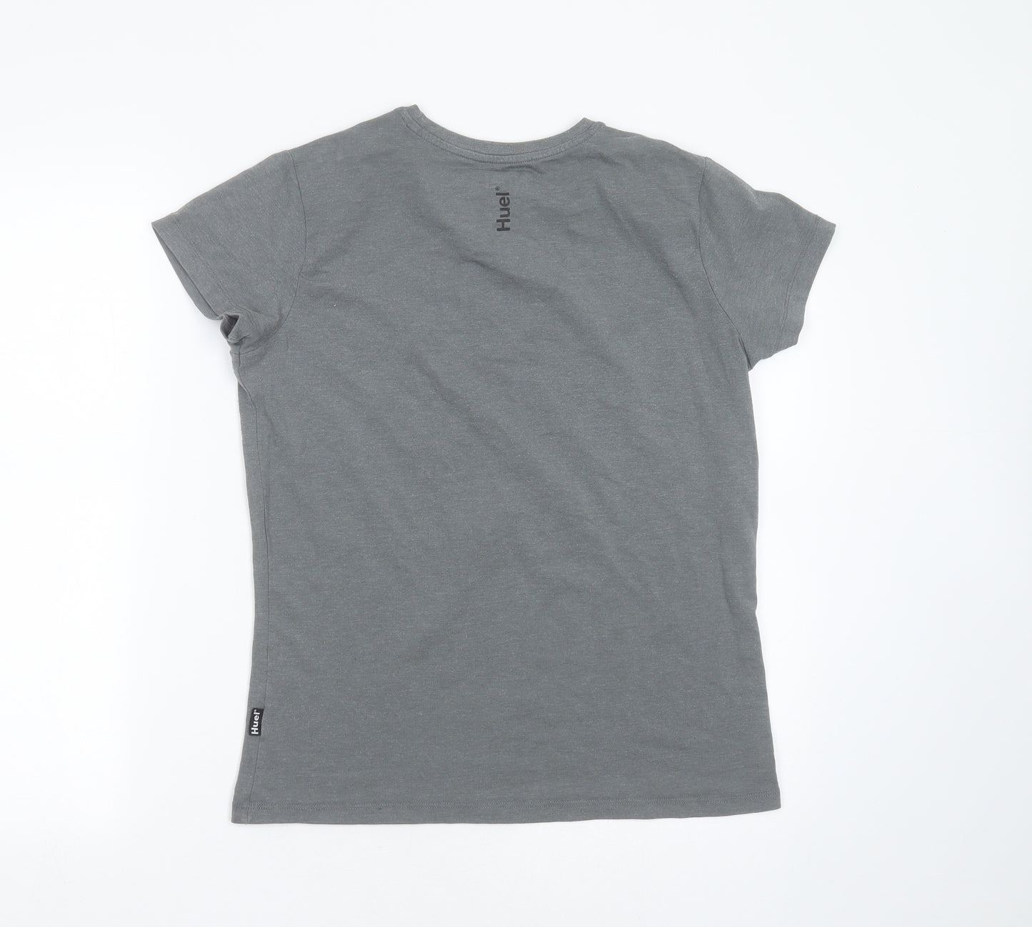 HUEL Womens Grey  Cotton Basic T-Shirt Size M Round Neck