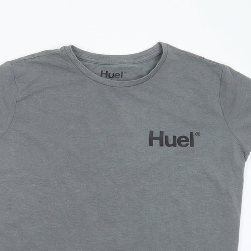 HUEL Womens Grey  Cotton Basic T-Shirt Size M Round Neck